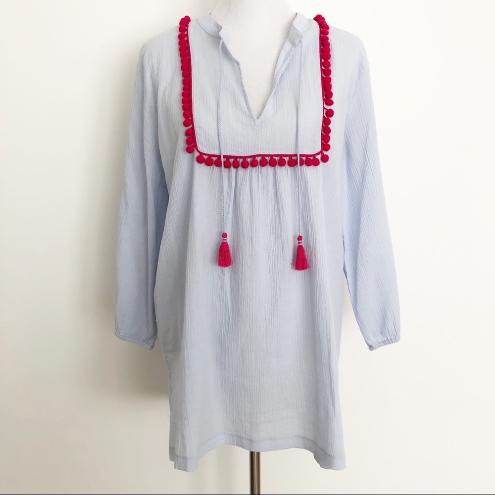 Jcrew Gauze Pom Pom Tunic